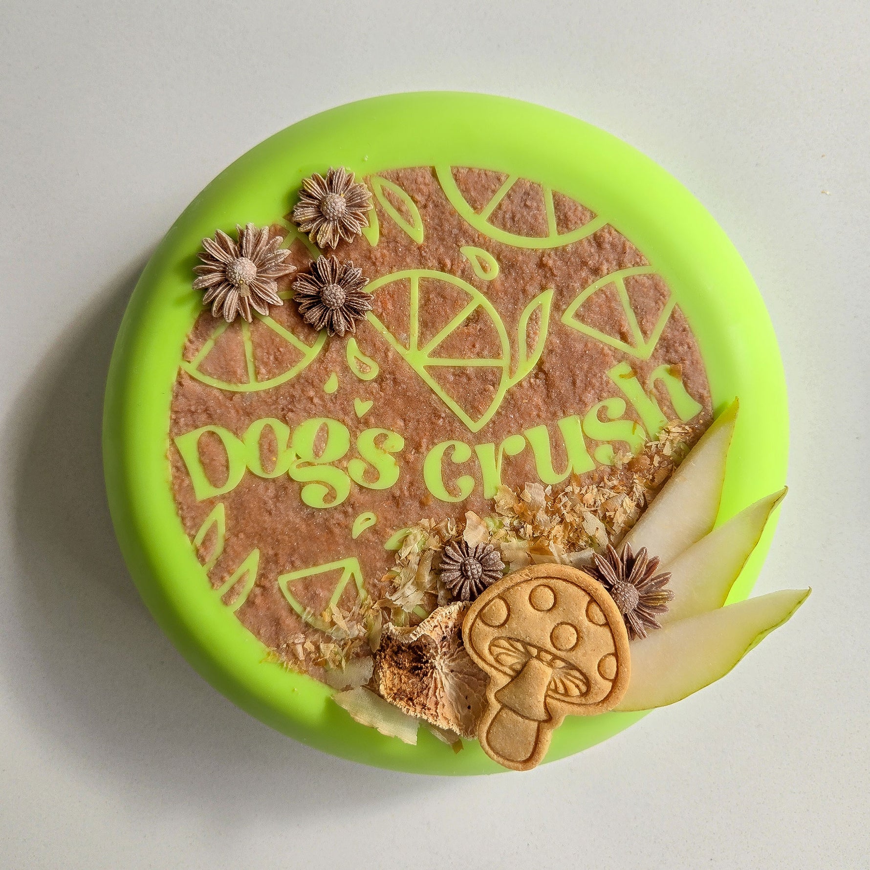 Tapis d'occupation Dogs Crush agrume lime avec zones de léchage variées pour réduire l'anxiété du chien